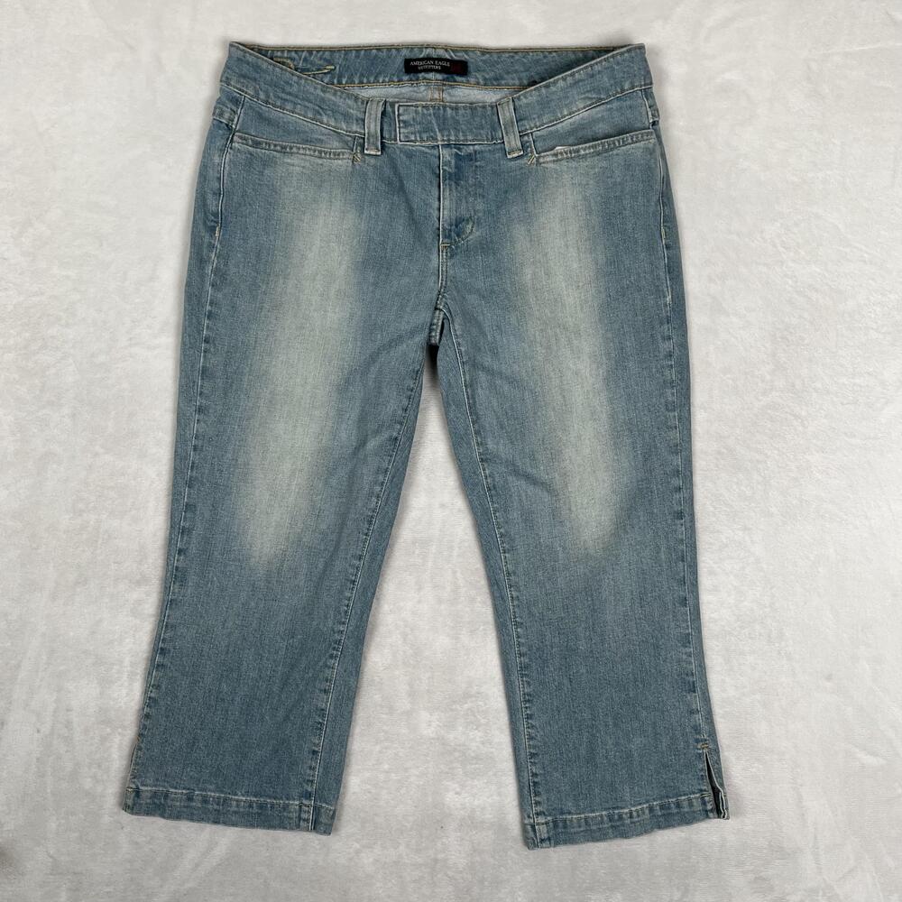 Vintage American Eagle Capri Jeans Womens 12 Blue Medium Wash Crop Denim Y2K